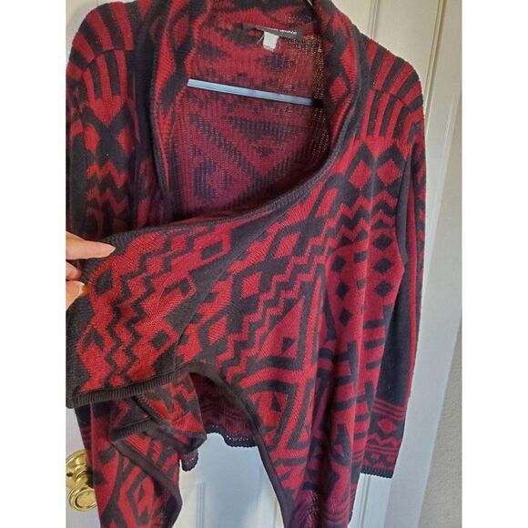 A Knitch Above Womens Sweater Red M Open Front Waterfall Front Ruana Cardigan - Picture 6 of 8